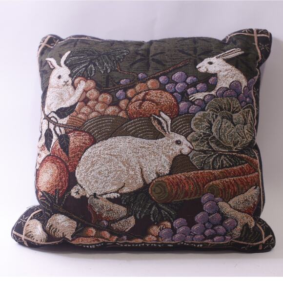 New Country Gear, Throw Tapestry Pillow with Rabbits, Accent, ~ 250729-WH 1332 - Picture 1 of 3